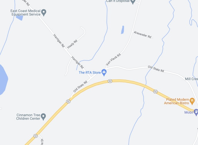 A map from Google Maps of the area around the RTA Showroom